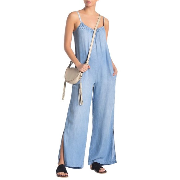 cloth & stone Pants - Cloth & Stone Tie Back Slit Wide Leg Jumpsuit NWOT